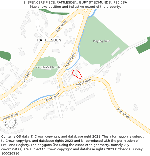 3, SPENCERS PIECE, RATTLESDEN, BURY ST EDMUNDS, IP30 0SA: Location map and indicative extent of plot