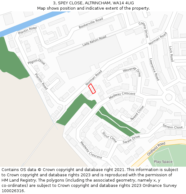 3, SPEY CLOSE, ALTRINCHAM, WA14 4UG: Location map and indicative extent of plot