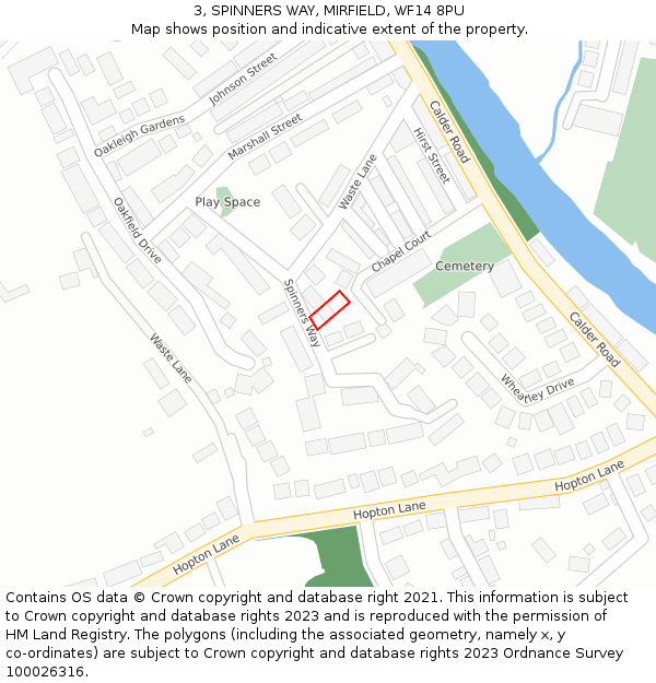 3, SPINNERS WAY, MIRFIELD, WF14 8PU: Location map and indicative extent of plot