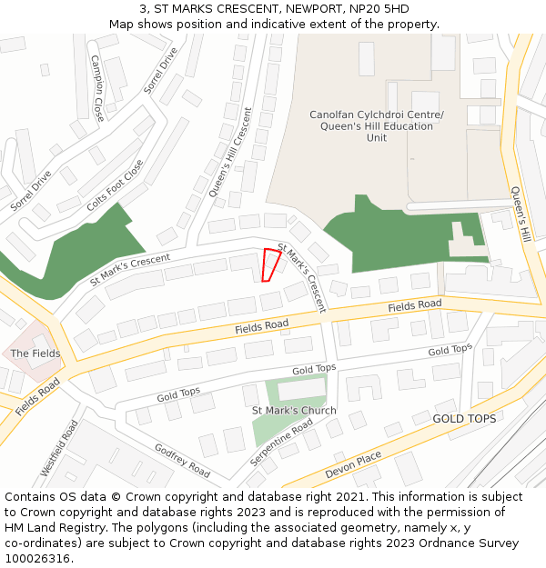 3, ST MARKS CRESCENT, NEWPORT, NP20 5HD: Location map and indicative extent of plot