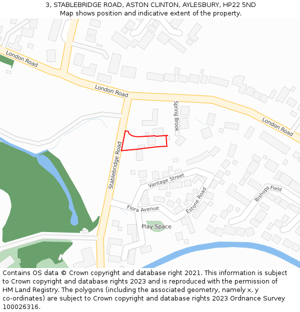 3, STABLEBRIDGE ROAD, ASTON CLINTON, AYLESBURY, HP22 5ND: Location map and indicative extent of plot