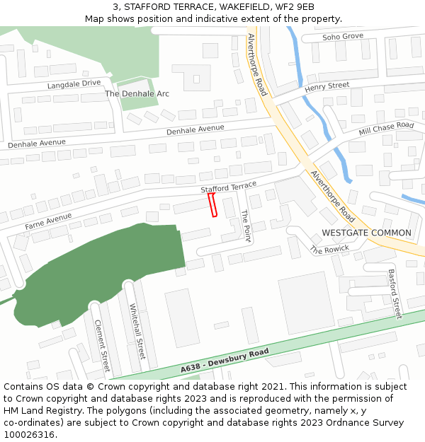 3, STAFFORD TERRACE, WAKEFIELD, WF2 9EB: Location map and indicative extent of plot