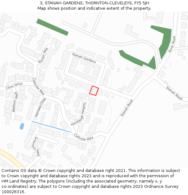 3, STANAH GARDENS, THORNTON-CLEVELEYS, FY5 5JH: Location map and indicative extent of plot