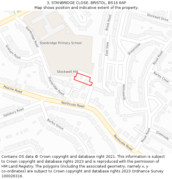 3, STANBRIDGE CLOSE, BRISTOL, BS16 6AP: Location map and indicative extent of plot