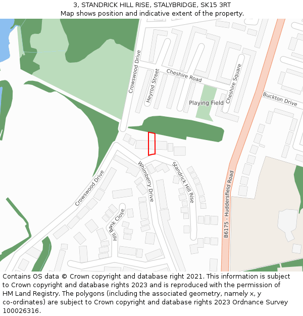 3, STANDRICK HILL RISE, STALYBRIDGE, SK15 3RT: Location map and indicative extent of plot