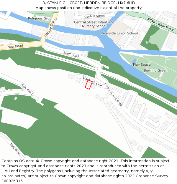 3, STANLEIGH CROFT, HEBDEN BRIDGE, HX7 6HD: Location map and indicative extent of plot