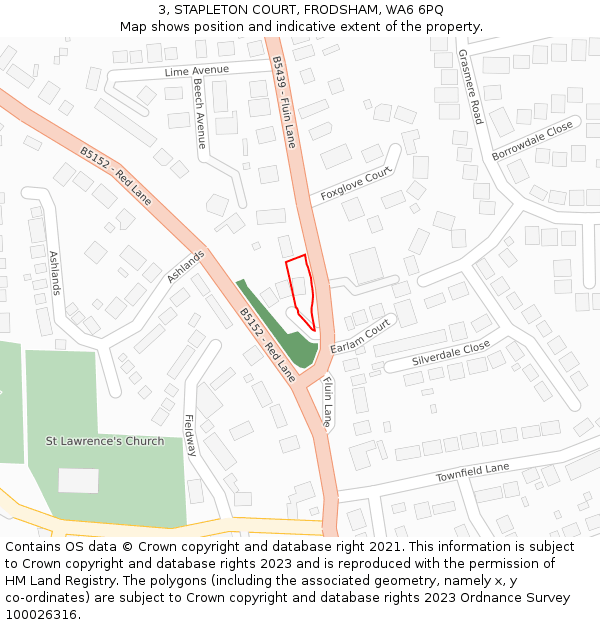 3, STAPLETON COURT, FRODSHAM, WA6 6PQ: Location map and indicative extent of plot