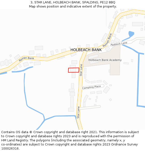 3, STAR LANE, HOLBEACH BANK, SPALDING, PE12 8BQ: Location map and indicative extent of plot