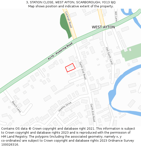 3, STATION CLOSE, WEST AYTON, SCARBOROUGH, YO13 9JQ: Location map and indicative extent of plot