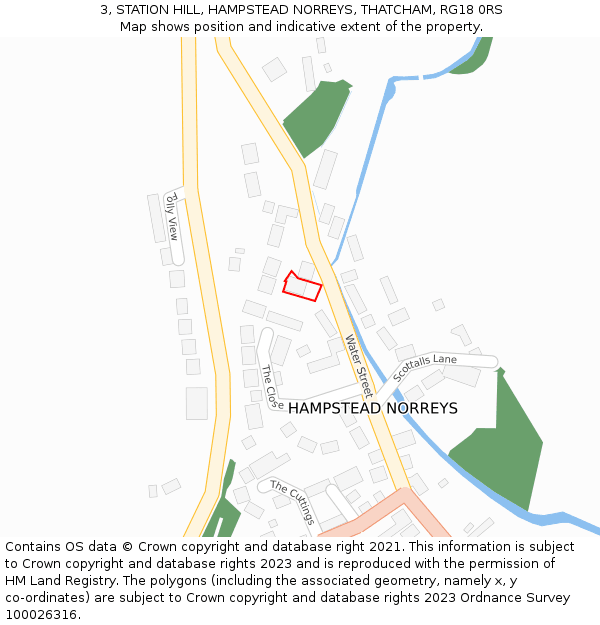 3, STATION HILL, HAMPSTEAD NORREYS, THATCHAM, RG18 0RS: Location map and indicative extent of plot