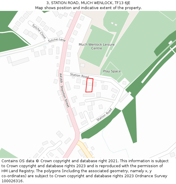 3, STATION ROAD, MUCH WENLOCK, TF13 6JE: Location map and indicative extent of plot