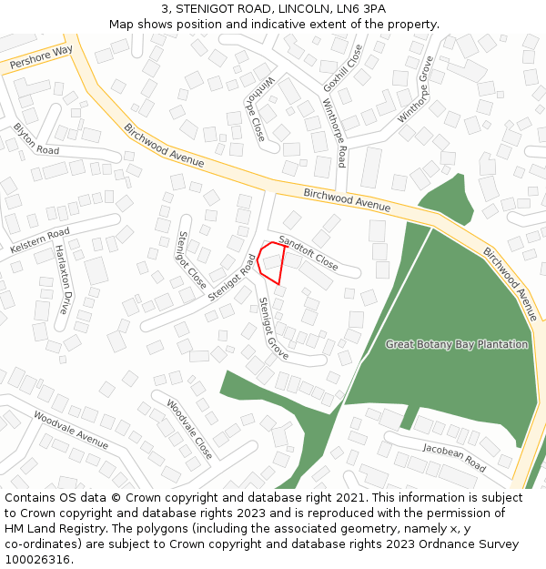 3, STENIGOT ROAD, LINCOLN, LN6 3PA: Location map and indicative extent of plot