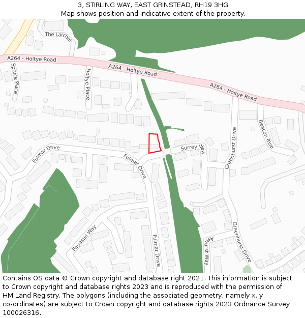 3, STIRLING WAY, EAST GRINSTEAD, RH19 3HG: Location map and indicative extent of plot