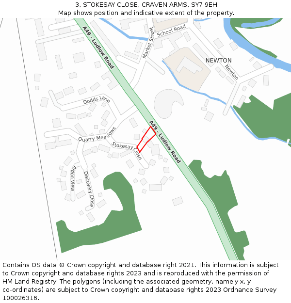 3, STOKESAY CLOSE, CRAVEN ARMS, SY7 9EH: Location map and indicative extent of plot