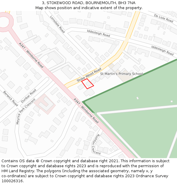 3, STOKEWOOD ROAD, BOURNEMOUTH, BH3 7NA: Location map and indicative extent of plot