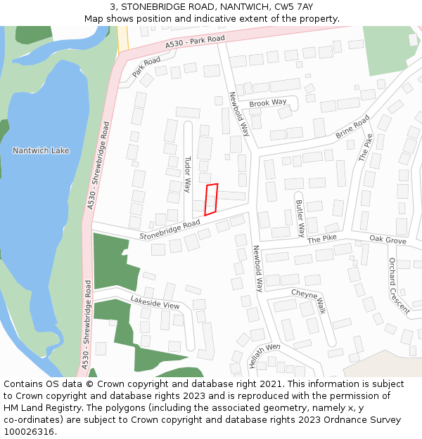 3, STONEBRIDGE ROAD, NANTWICH, CW5 7AY: Location map and indicative extent of plot