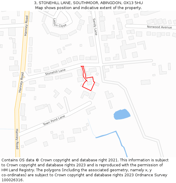 3, STONEHILL LANE, SOUTHMOOR, ABINGDON, OX13 5HU: Location map and indicative extent of plot