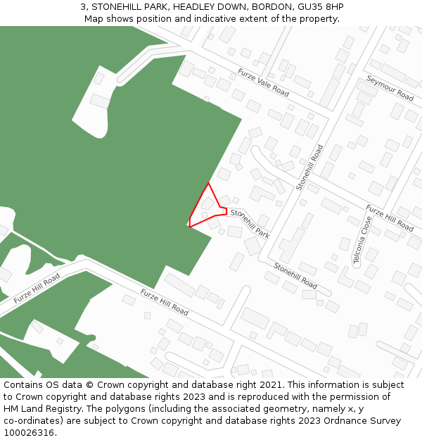 3, STONEHILL PARK, HEADLEY DOWN, BORDON, GU35 8HP: Location map and indicative extent of plot