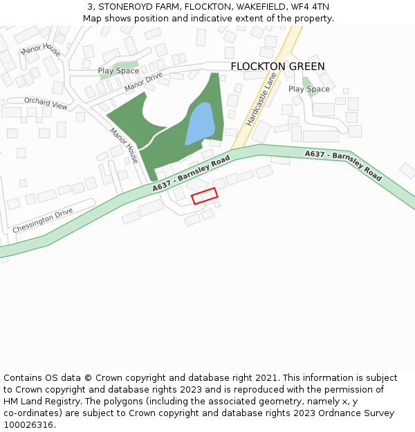 3, STONEROYD FARM, FLOCKTON, WAKEFIELD, WF4 4TN: Location map and indicative extent of plot