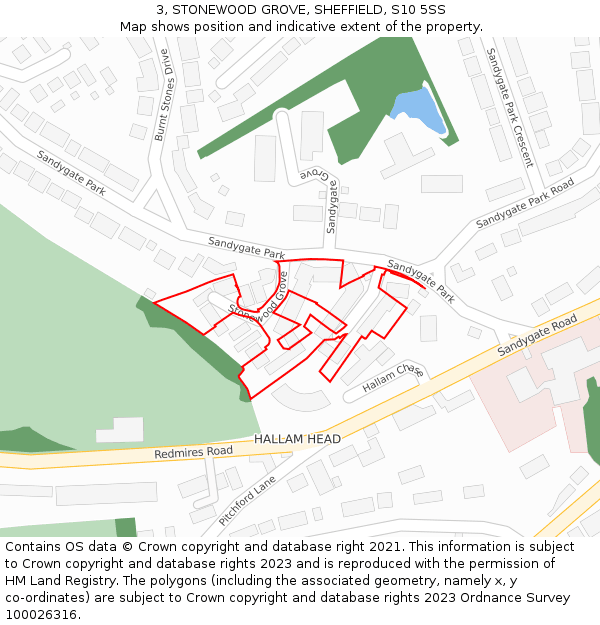 3, STONEWOOD GROVE, SHEFFIELD, S10 5SS: Location map and indicative extent of plot