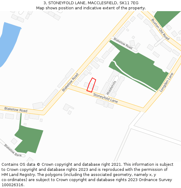 3, STONEYFOLD LANE, MACCLESFIELD, SK11 7EG: Location map and indicative extent of plot