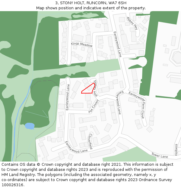 3, STONY HOLT, RUNCORN, WA7 6SH: Location map and indicative extent of plot