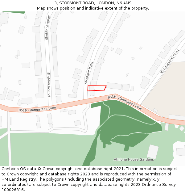 3, STORMONT ROAD, LONDON, N6 4NS: Location map and indicative extent of plot