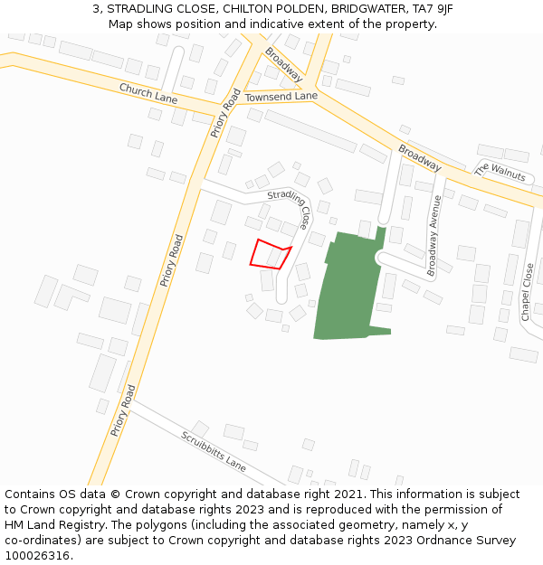 3, STRADLING CLOSE, CHILTON POLDEN, BRIDGWATER, TA7 9JF: Location map and indicative extent of plot