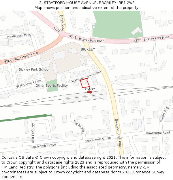 3, STRATFORD HOUSE AVENUE, BROMLEY, BR1 2WE: Location map and indicative extent of plot