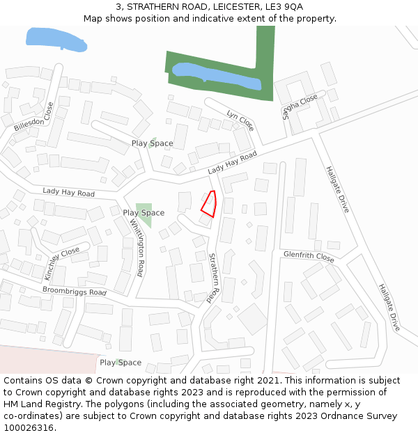 3, STRATHERN ROAD, LEICESTER, LE3 9QA: Location map and indicative extent of plot