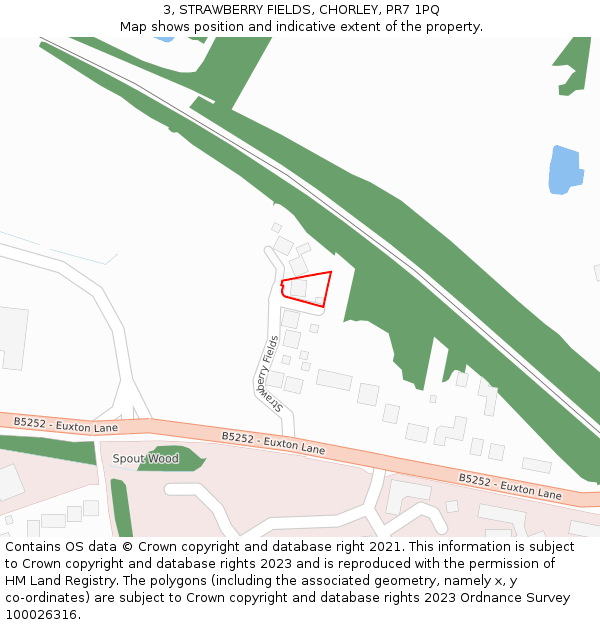 3, STRAWBERRY FIELDS, CHORLEY, PR7 1PQ: Location map and indicative extent of plot