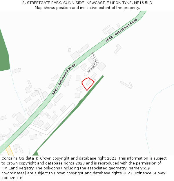 3, STREETGATE PARK, SUNNISIDE, NEWCASTLE UPON TYNE, NE16 5LD: Location map and indicative extent of plot