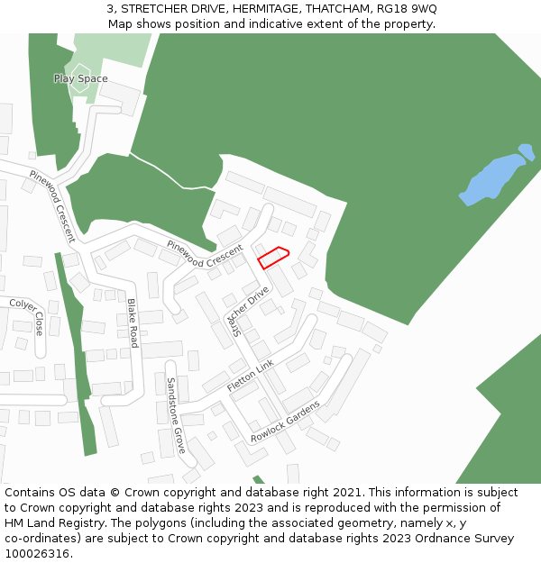 3, STRETCHER DRIVE, HERMITAGE, THATCHAM, RG18 9WQ: Location map and indicative extent of plot