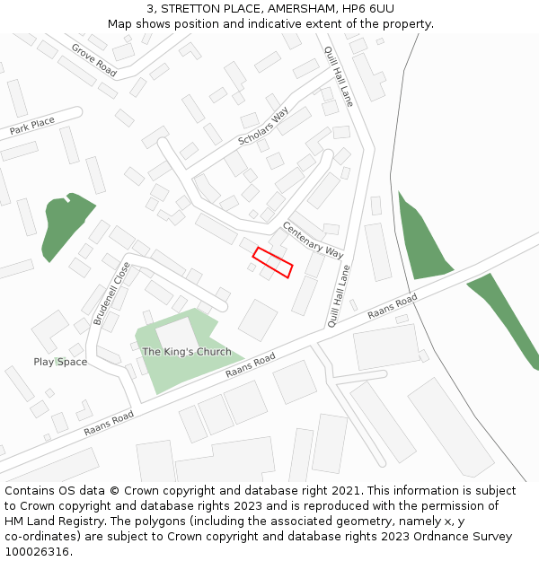 3, STRETTON PLACE, AMERSHAM, HP6 6UU: Location map and indicative extent of plot