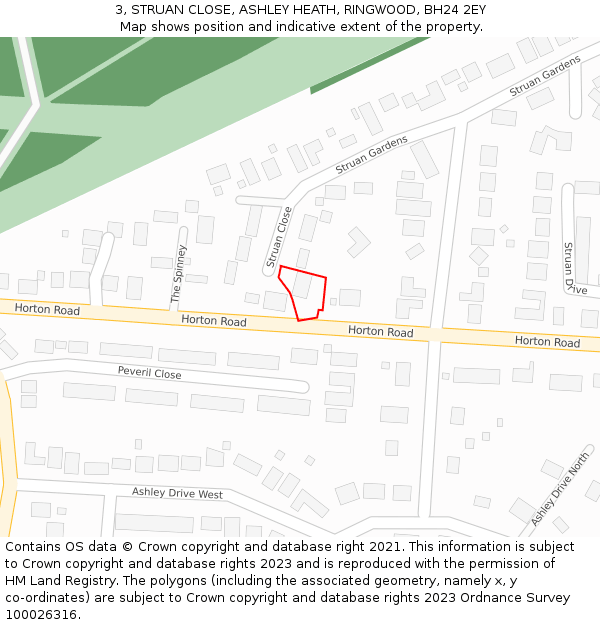 3, STRUAN CLOSE, ASHLEY HEATH, RINGWOOD, BH24 2EY: Location map and indicative extent of plot