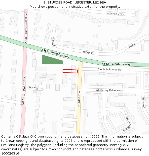 3, STURDEE ROAD, LEICESTER, LE2 9EA: Location map and indicative extent of plot