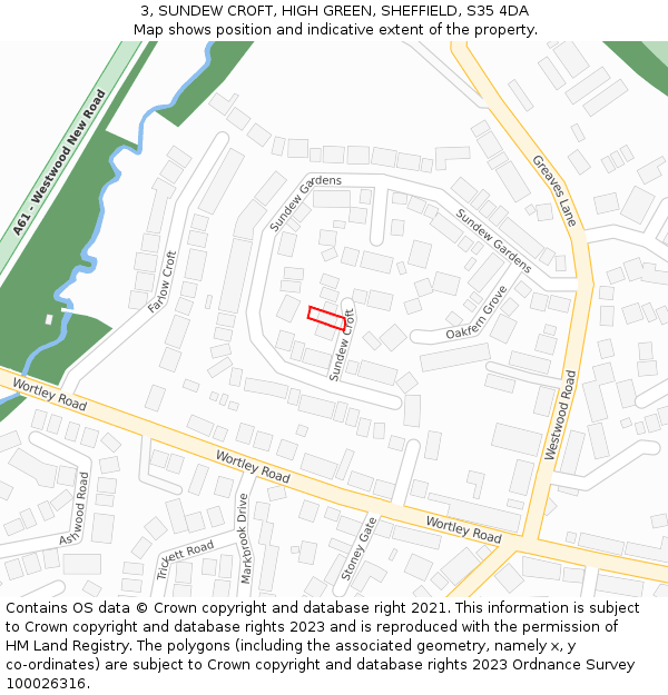 3, SUNDEW CROFT, HIGH GREEN, SHEFFIELD, S35 4DA: Location map and indicative extent of plot