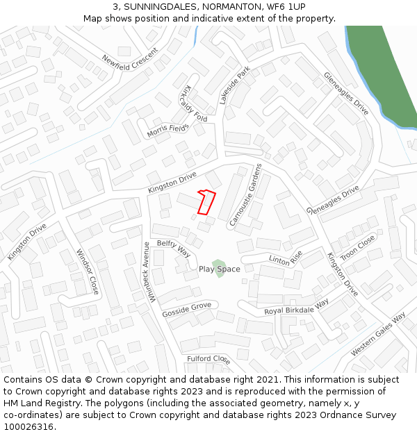 3, SUNNINGDALES, NORMANTON, WF6 1UP: Location map and indicative extent of plot