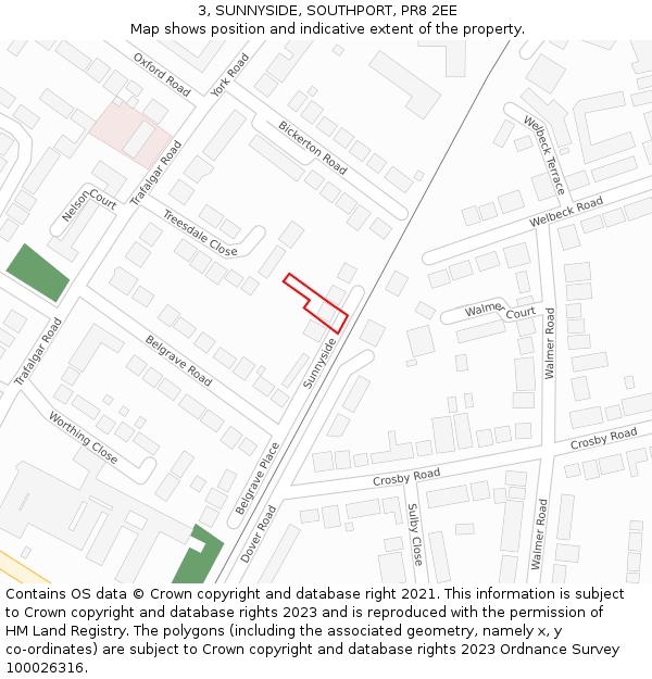 3, SUNNYSIDE, SOUTHPORT, PR8 2EE: Location map and indicative extent of plot