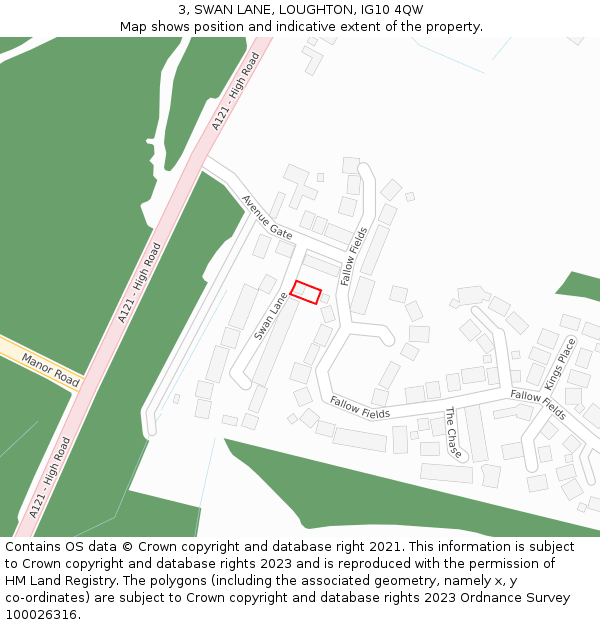 3, SWAN LANE, LOUGHTON, IG10 4QW: Location map and indicative extent of plot