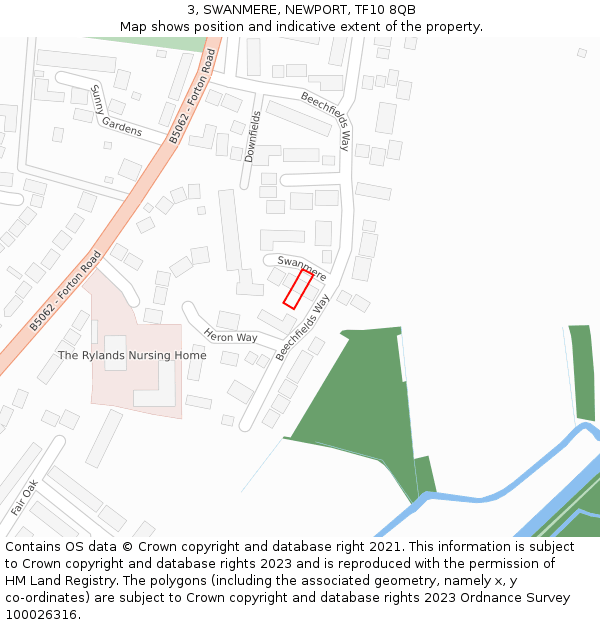 3, SWANMERE, NEWPORT, TF10 8QB: Location map and indicative extent of plot