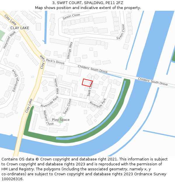 3, SWIFT COURT, SPALDING, PE11 2FZ: Location map and indicative extent of plot