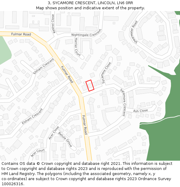 3, SYCAMORE CRESCENT, LINCOLN, LN6 0RR: Location map and indicative extent of plot