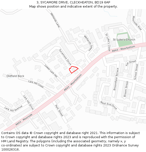 3, SYCAMORE DRIVE, CLECKHEATON, BD19 6AP: Location map and indicative extent of plot