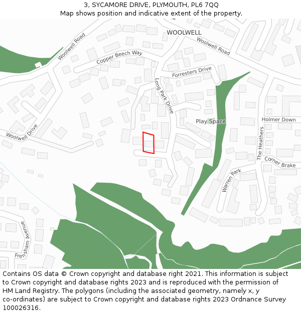 3, SYCAMORE DRIVE, PLYMOUTH, PL6 7QQ: Location map and indicative extent of plot