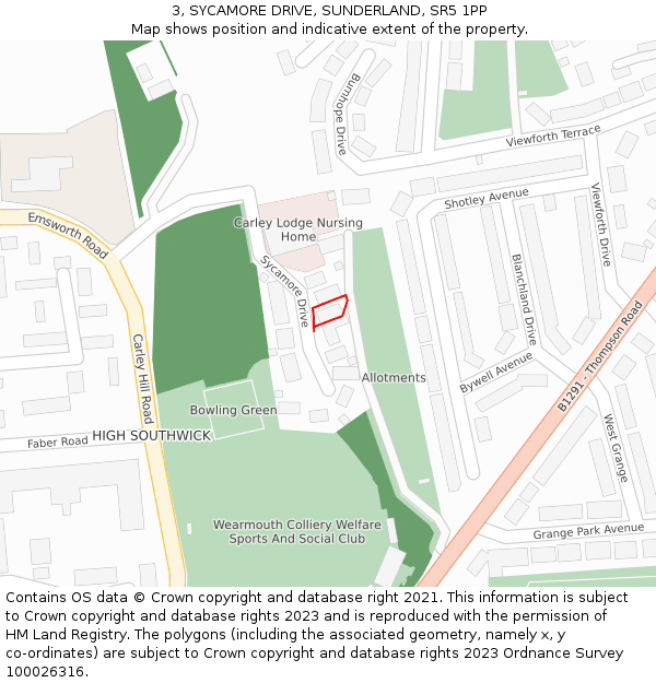 3, SYCAMORE DRIVE, SUNDERLAND, SR5 1PP: Location map and indicative extent of plot