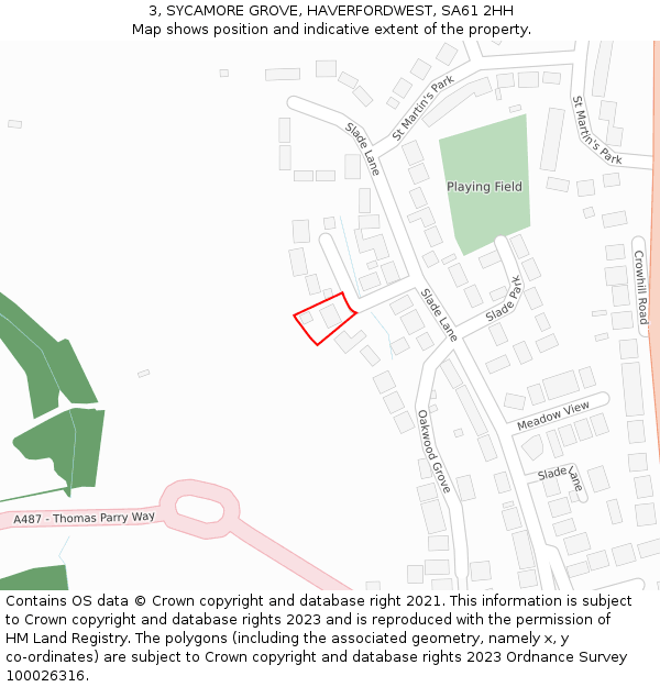 3, SYCAMORE GROVE, HAVERFORDWEST, SA61 2HH: Location map and indicative extent of plot