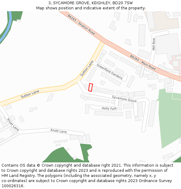 3, SYCAMORE GROVE, KEIGHLEY, BD20 7SW: Location map and indicative extent of plot