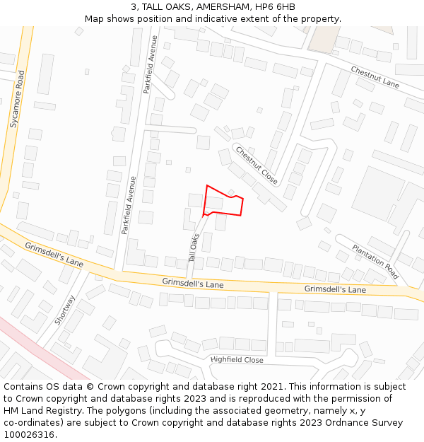 3, TALL OAKS, AMERSHAM, HP6 6HB: Location map and indicative extent of plot