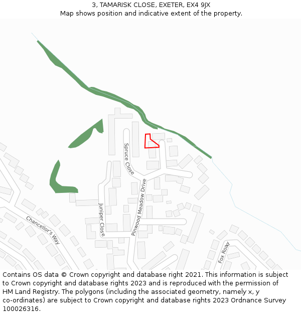 3, TAMARISK CLOSE, EXETER, EX4 9JX: Location map and indicative extent of plot